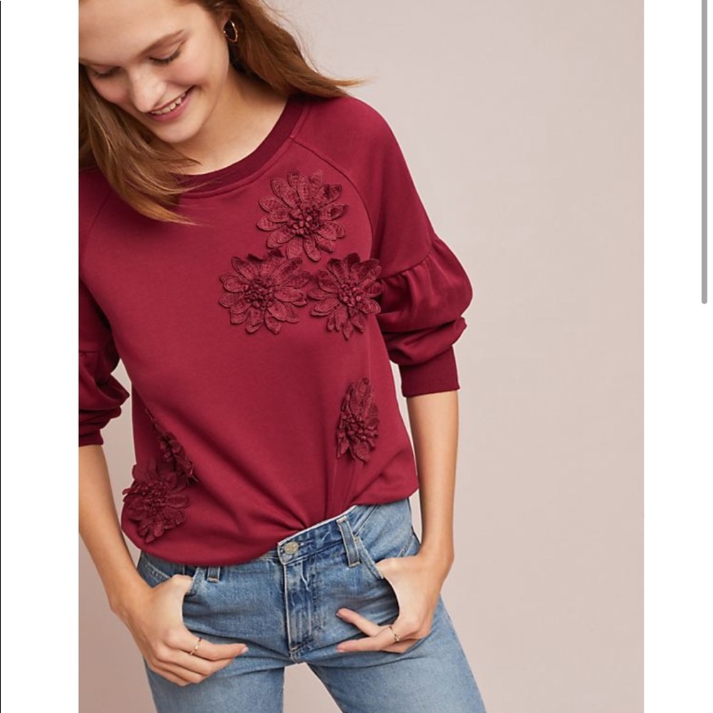 ANTHROPOLOGIE: Red Floral Sweater